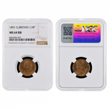 1891 Farthing NGC MS64 Freeman 564