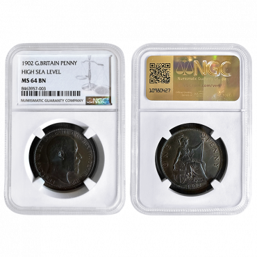 1902 Penny ‘High Sea Level’ NGC MS64 Brown Freeman 157