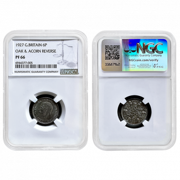 George V 1927 Proof Sixpence NGC PF66