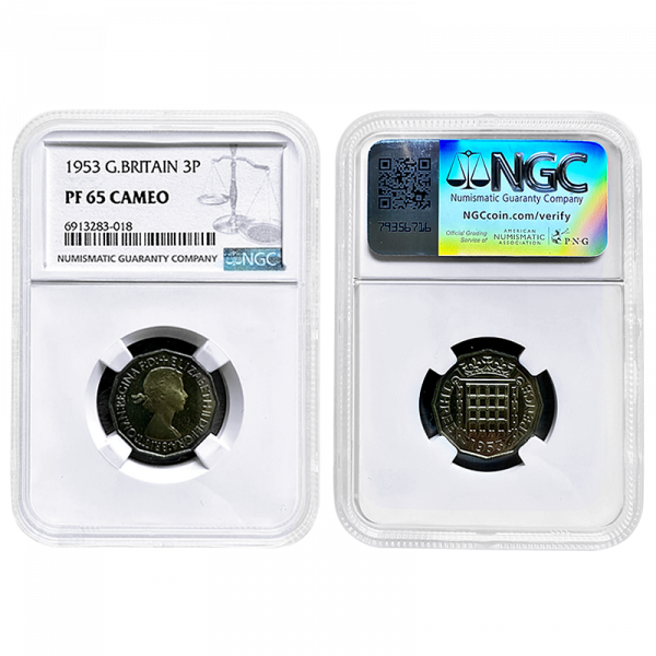 1953 Proof Threepence NGC PF65 Cameo