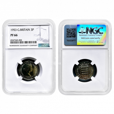 1953 Proof Threepence NGC PF66