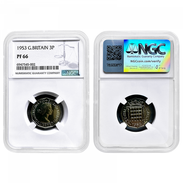 1953 Proof Threepence NGC PF66