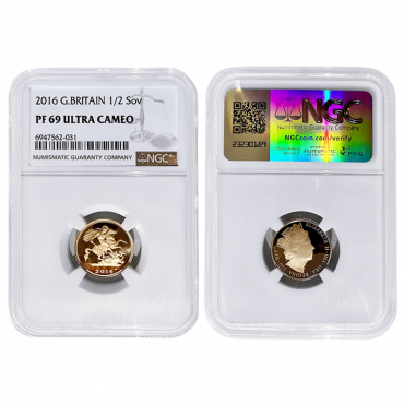 Elizabeth II 2016 Proof Half Sovereign NGC PF69 UCAM One Year Butler Design