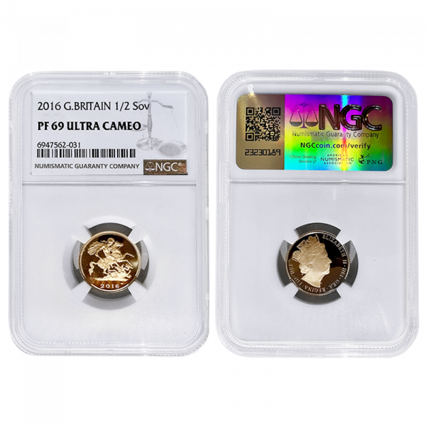 Elizabeth II 2016 Proof Half Sovereign NGC PF69 UCAM One Year Butler Design