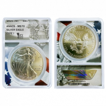 2021 Type 1 Silver Eagle Struck at West Point Mint ANACS MS70