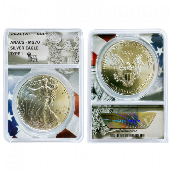 2021 Type 1 Silver Eagle Struck at West Point Mint ANACS MS70