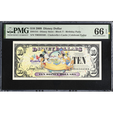 2009 Disney Store Birthday Party $10 – PMG 66 EPQ Block T – Cinderella’s Castle