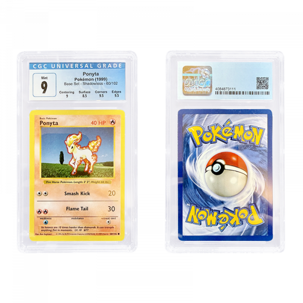 1999 Pokémon Base Set Shadowless Ponyta 60/102 - CGC Graded Mint 9