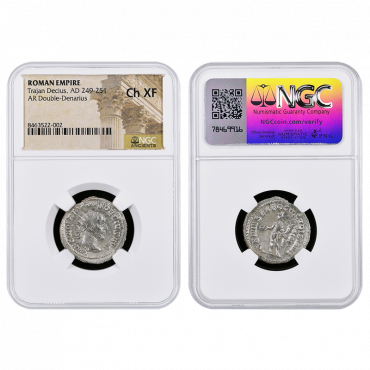 Roman Empire, Trajan Decius (AD249-251) Silver Antoninianus, Double Denarius NGC XF